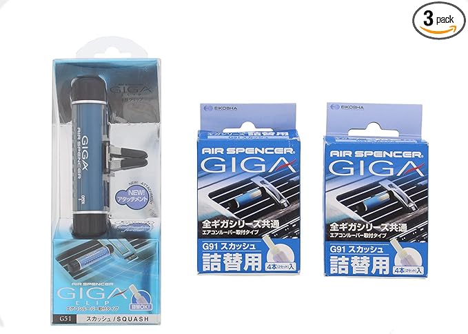 Air Spencer GIGA Clip Car Air Freshener and Refills - Squash Scent