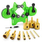 Diamond Hole Saw Kit, 10 PCS Tile Brazed Drill Bits Set with Double Suction Cup Guide, 6-50 mm Dry/Wet Hole Saws for Ceramic, Glass, Porcelain, Marble, Granite