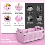 Sposuit Trunk Organizer for Car - 70L Collapsible Car Storage with 11 Pockets & Reinforced Handles, SUV Trunk Organizers for Grocery Cargo(Pink)
