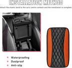 Car Center Console Cushion Pad, PU Leather Waterproof Auto Armrest Box Cover Protector, Comfortable Armrest Seat Box Cover Mat, Universal Car Accessories for SUV Truck (Orange)