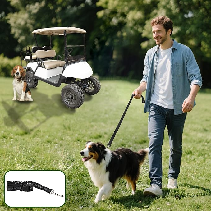 Golf Cart Dog Seat Leash, Pet Dog Seat Belt Harness for Golf Cart, with Adjustable Straps, Prevents Falls & Injuries, Black