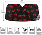 Red Cherry Black Car Windshield Sun Shade Foldable UV Ray Sun Visor Protector Sunshade to Keep Your Vehicle Cool (55" x 27.6")