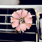 2 Pieces Daisy Flower Air Vent Clip Cute Car Air Freshener Clip Bling Rhinestone Car Air Outlet Decorations Charm Car Inter Decor Accessories for Girls Women