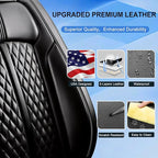 Fit CX-5 Car Seat Covers (Front Pair) for Select Mazda CX5 2013-2024 2025 2026 - Premium Full Coverage Leather, Airbag Compatible, Waterproof & All Weather Seat Cushion Protector, Black