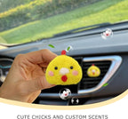 Chick Air Vent Clips Car Air Freshener Vent Clip,Yellow Chicken Car Accessories for Women Teens,Wool Felt Girly Decor,Refillable Essential Oil Diffuser