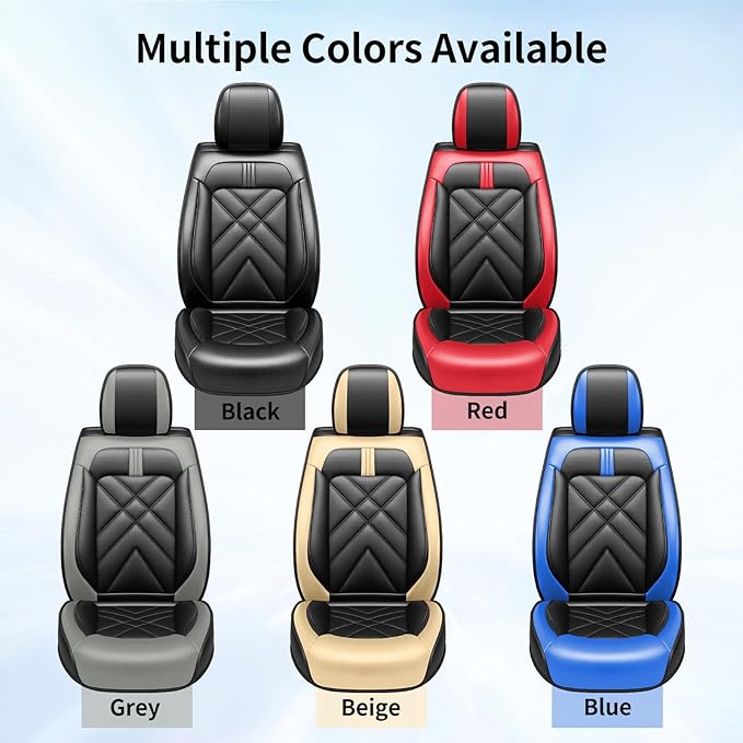 CX-90 Car Seat Covers Fit for Mazda CX-90 2007-2026, Full Coverage Premium Leather Waterproof Breathable Seat Covers, Automotive Seat Protectors, Airbag Compatible(2 Front Seats, Black-Blue)