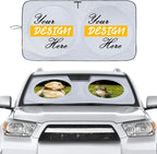 Custom Car Windshield Sun Shade, Personalized Foldable Front Window Sun Visor Protector Shield with Your Customized Photo Text Logo Design, Fits Most Sedans, SUVs, Vans, MPV, Trucks (Large)