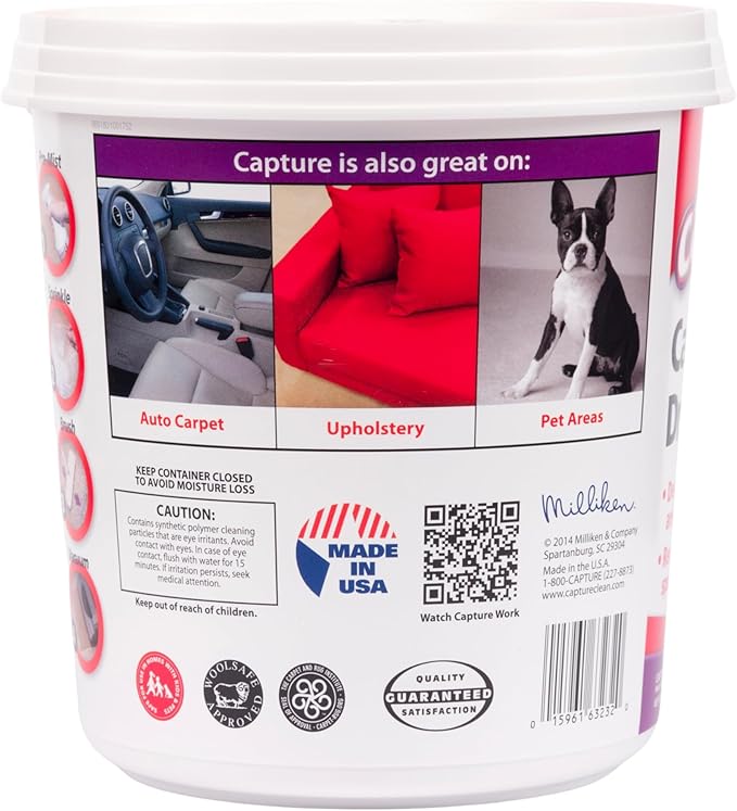 Capture Carpet & Rug Dry Cleaner w/Resealable lid - Home, Car, Dogs & Cats Pet Carpet Cleaner Solution - Strength Odor Eliminator, Stains Spot Remover, Non Liquid & No Harsh Chemical (2.5 lb)