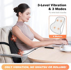 KNQZE Lumbar Support Pillow for Office Chair, Heated Back Support Pillow with Vibration, Back Massage for Pain Relief, 3 Heating Levels & 4 Motors & 3 Intensities, at Home Office Car Sofa - Black