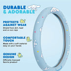 Sanrio Cinnamoroll Car Trunk Organizer & Steering Wheel Cover Set – Cute, Non-Slip, Soft Grip Car Accessories for Women – Collapsible Storage Bin for Groceries, Tools & Travel – 12.5"L x 12.5"W x 9"H