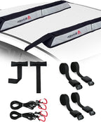 Abahub Soft Roof Rack Pads with 2 Tie Down Straps, 2 Tie Down Ropes, 2 Hood Loops and Storage Bag, for Surfboard, Kayak, Canoe, Heavy Duty Universal Car Roof Racks System