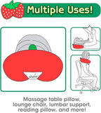 H HOMEWINS Travel Pillow for Kids,Cute Animal Toddler Neck Pillow for Boys Girls,Soft Neck Head Chin Support Pillow,Travel Accessories for Airplane, Car, Train,Recline(Strawberry)