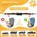 Dog Seat Belt Retractable Dog Car Harness 2 Pack Adjustable Elastic Bungee Buffer Heavy Duty & Durable & 360 Degree Swivel.