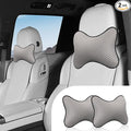 2PCS Car Headrest Pillow, Breathable Leather Car Neck Pillow, Soft Cloud Silk Cotton Neck Support Relief Cushion, Comfortable Automotive Seat Head Rest Pad for Driving Fatigue Relief (Grey)
