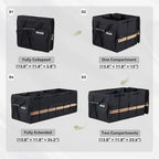 Car Trunk Organizer with Lid,Collapsible Car Storage Organizer with Multi Compartments and Securing Straps for SUV,Sedan,Jeep-Black