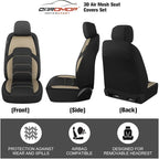 CAROMOP 3D Air Mesh Car Seat Covers 2 Front Seats,Breathable and Durable Seat Covers for Cars,Universal Fit for SUV,Vans,sedans, Trucks, Automotive Interior Covers(Black/Beige)