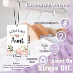 Aunt Auntie Gifts Car Air Freshener Accessories 3pcs,World's Best Gifts for Aunt Christmas, Pink Flower Rustic Hanging Scent Lavender Fragrance Card for Women Closet Bathroom Home Decor