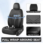 FLORICH Car Seat Covers Front Seat, Universal Seat Cover 2 Seats, Automotive Seat Covers with Mesh Leather, Waterproof Car Seat Protector, Breathable Car Seat Cushion for Most Car SUV Truck, Black