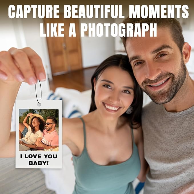 HJX Custom Air Fresheners with Picture, Double-Sided Air Freshener for Car Customized Photo Text, Personalized Meaningful Gifts for Boyfriend (Black Style)