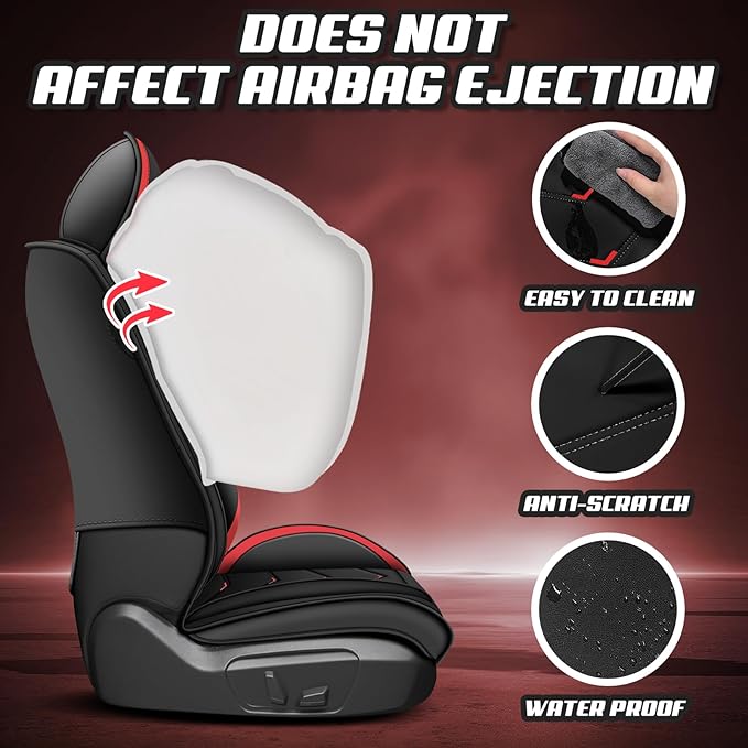 Car Seat Covers for Honda Accord 2000-2026, Premium Nappa Leather Car Seat Cover, Stylish Sport Seat Covers， Automobile Seat Cover Sets.(Standard 2 Seats/Black Red)
