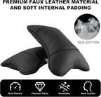 2 Pack Car Neck Pillow PU Leather Automotive Headrest Pillow for Car Support Neck Pain Relief Universal Car Pillow (Black)