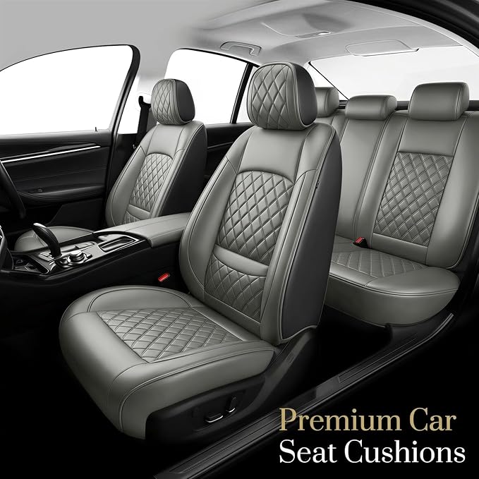 Fit for Santa Cruz Seat Covers Compatible with Hyundai Santa Cruz 2022-2026 - Waterproof Breathable Leather Automotive Seat Cushions Protector,Airbag Compatible,Full Set 5 Seats(Gray)