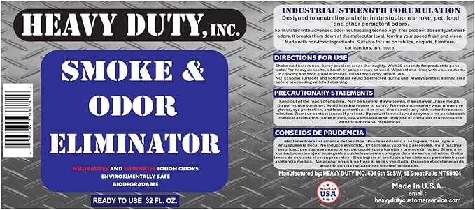 Heavy Duty Odor Eliminator Spray - 32 fl oz - Professional Strength Deodorizer for Pet, Food & Fire Odors - Non-Toxic, Fast-Acting & Residue-Free Formula - Multi-Surface Use