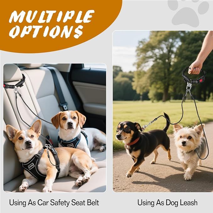 Dog Seat Belt for Car,Chew Proof Puppy Seatbelt,Heavy Duty Pet Leash for Medium & Large Chewer Dogs