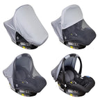 liuliuby Summer Baby Car Seat Cover | 2-in-1 Breathable Carseat Sun Shade & Mosquito Net | UV Protection Lightweight Canopy Covers for Infant Unisex | Bug Net Mesh for Warm Weather (Gray)