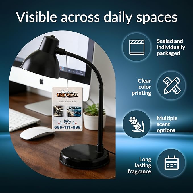 10-1000 Pcs Custom Air Fresheners with Picture - Personalized Photo/Logo/QR Code/Text, Bulk Promotional Car Gifts for Business Branding Events (A5-Rectangle)
