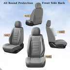 Coverado Seat Covers Full Set, Seat Covers for Cars, Gray Car Seat Cover, Waterproof Car Seat Protector, Nappa Car Seat Cushion, 5 Pieces Car Seat Covers Front Seats and Back Fit for Most Cars