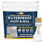 Rubber Liquid Waterproof Sealant, TUFINEIN 53oz/1.5kg Neutral Gray Quick Drying Multi Surface Foundation Leak Repair - Roof Gutters Basement Sealer Waterproof - Indoor & Outdoor Flexible Rubber Paint