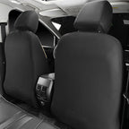 CAR PASS Quilting Leather Front Seat Covers, Automotive Waterproof Deluxe PU Premium Vinyl Luxury Two Front Seats Only Universal Fit for Cars Sedans SUVs Airbag Compatible,2 Pieces,Black&Beige