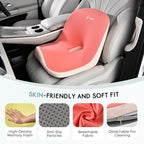 Car Seat Cushion and Lumbar Support Pillow, Larger Memory Foam Seat Cushion, Ergonomic L-Shaped Design Cushion for Back Pain Relief, Non-Slip Driving Cushion for Car, Office, Truck, Wheelchair-Pink