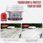RV Roof Coating - Professional Flexible Waterproof Camper Roof Sealant Solar Reflective White Paint for Rubber EPDM TPO Fiberglass Aluminum Camper, Trailer, RV Repair (1 Gallon)