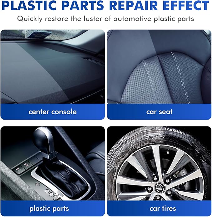 Plastic Restorer for Cars Resists Water, UV Rays, Dirt, Automobile Ceramic Coating Plastic Trim Restore with Handle Applicator, Not a Dressing, Highly Concentrated, 100ml