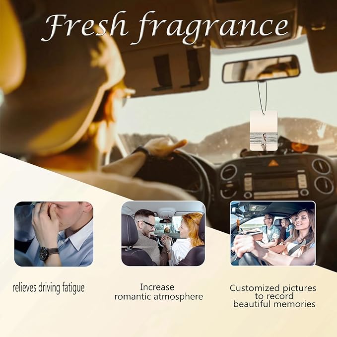 Personalized Photo Car Hanging Decor Accessories, Double-Sided Custom Picture Car Air Freshener Ornament, Car Charms for Rear View Mirror (Rectangle)