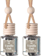 C&E Craft Co Hanging Car Air Freshener Diffuser 2 Pack, Long Lasting Fragrance Oil Car Freshener, Glass Bottle Auto Air Freshener, Made in USA (Vanilla Oak)