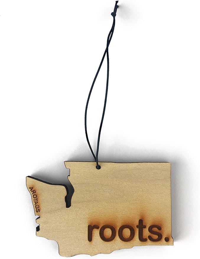 Arotags Washington Wooden Car Air Freshener - Long Lasting Beach Bum Scent Diffuses for 365+ Days - Includes Hanging Mirror Diffuser and Fragrance Oil - 100% American Made