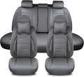 Gray Car Seat Covers Full Set, Breathable Leather Automotive Front and Rear Seat Covers & Headrest for Reduce The Driving Fatigue, Compatible with Most Vehicles, Cars