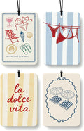 Trendy Preppy Beach Car Air Freshener 4 PCs, Girly Coastal Hanging Air Freshener for Cars Closet Drawer Books, Preppy Beach Car Accessories Mirror Decor for Women