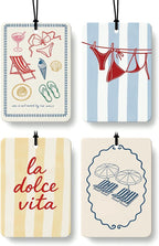 Trendy Preppy Beach Car Air Freshener 4 PCs, Girly Coastal Hanging Air Freshener for Cars Closet Drawer Books, Preppy Beach Car Accessories Mirror Decor for Women