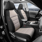 coverdream Rav4 Cloth Seat Covers Full Set for 2019-2024 2025 Toyota Rav4 LE,XLE,XLE Premium,Limited SUV,Fully Covered,UV Resistant Polyester Car Seat Protector,Fit Like A Glove(Black & Beige)
