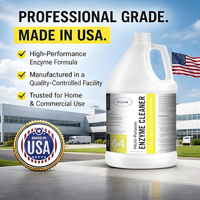 Multi-Purpose Probiotic Enzyme Cleaner, (128 oz, Citrus) - Pet Stain and Odor Remover - Concentrated - Professional & Home Strength Drains, Floors, Bathrooms, Toilets Trash Can, Made in USA