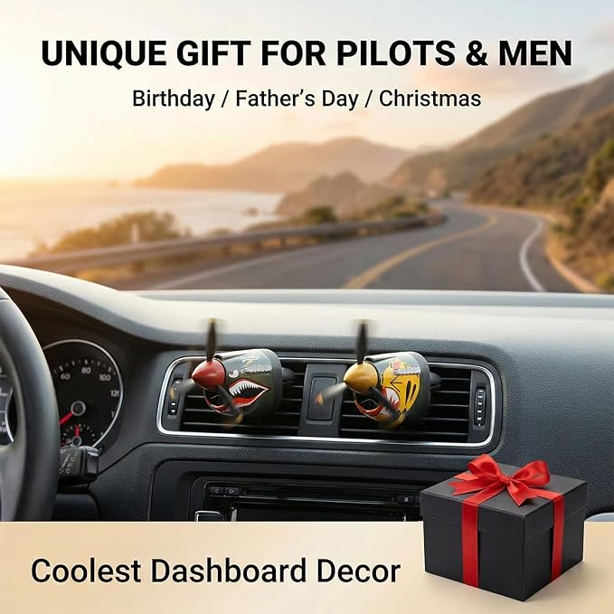 P-40 Warhawk Car Air Freshener with Spinning Propeller - Vent Clip Dashboard Decor for Men, Long Lasting Odor Eliminator & Aviation Gift (1pcs-tiger)