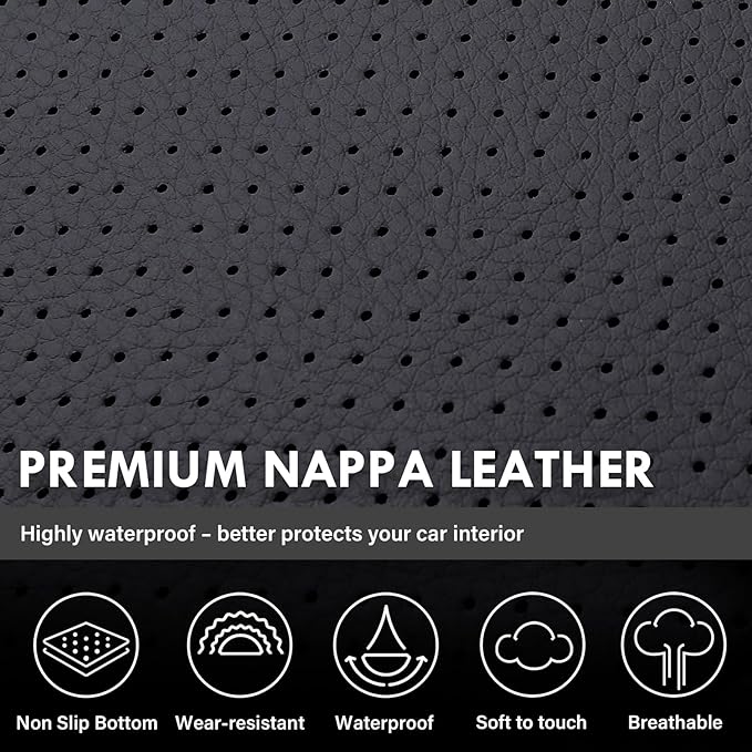 Coverado Chevy Silverado Seat Covers, Faux Leather Seat Covers Fit for Chevy Silverado GMC Sierra 2007-2026 1500, 2015-2026 2500HD 3500HD Crew Double Extended Cab (Front,Blueline)