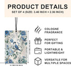 Vintage Blue Chinoiserie Floral Bird Car Air Freshener 4 Pcs, Retro Cottagecore Flower Botanical Air Freshener Hanging for Cars Books Closet Drawer, Retro Blue Car Accessories for Women
