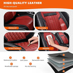 KEYOOG 2-Seater Waterproof and Breathable Nappa Leather Car Seat Covers Full Set, Fit for Front Seats of Cars, Compatible with Airbags, Car Seat Protector Covers for Most Cars - Black Red