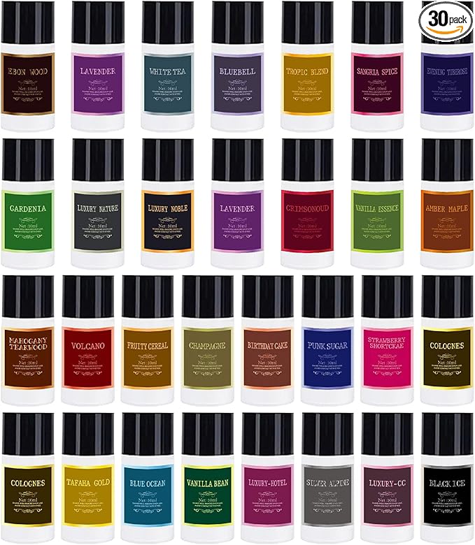 Car Air Freshener Refill Cologne Aromatherapy Oil 30 PCS, Essential Oils Mixed Fragrance Set for Car Diffusers (No Diffuser Included)
