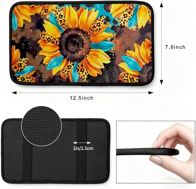 Skull Rose Vehicle Center Console Armrest Cover Pad,Skull Car Accessories Soft Middle Console Cushion Pad,Auto Arm Rest Mat Decor Horror Skeleton Gifts for Women Men Dad for Most Vehicle SUV Truck